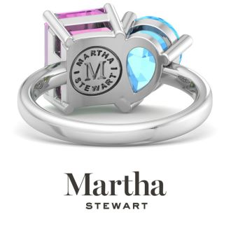 Martha Stewart 4 3/4 Carat Pink Sapphire and Blue Topaz Two Stone Ring In Sterling Silver