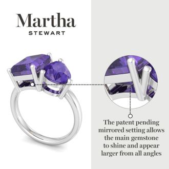 Martha Stewart 4 3/4 Carat Amethyst Two Stone Ring In Sterling Silver