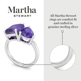 Martha Stewart 4 3/4 Carat Amethyst Two Stone Ring In Sterling Silver