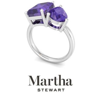 Martha Stewart 4 3/4 Carat Amethyst Two Stone Ring In Sterling Silver