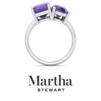 Martha Stewart 4 3/4 Carat Amethyst Two Stone Ring In Sterling Silver