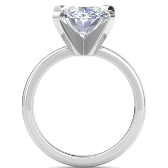 5 Carat Oval Shape Lab Grown Diamond Ring In 14K White Gold, Solitaire