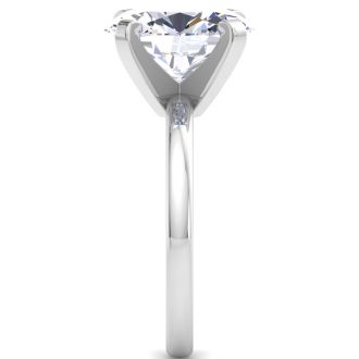 5 Carat Oval Shape Lab Grown Diamond Ring In 14K White Gold, Solitaire