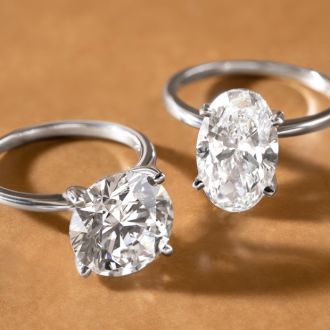 5 Carat Oval Shape Lab Grown Diamond Ring In 14K White Gold, Solitaire
