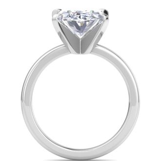 4.01 Carat Oval Shape Lab Grown Diamond Ring In 14K White Gold, Solitaire