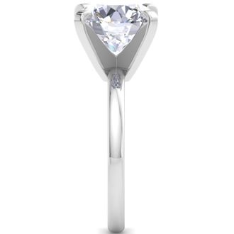 5.08 Carat Round Shape Lab Grown Diamond Ring In 14K White Gold, Solitaire