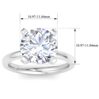 5.08 Carat Round Shape Lab Grown Diamond Ring In 14K White Gold, Solitaire