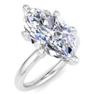 4.01 Carat Marquise Shape Lab Grown Diamond Ring In 14K White Gold, Solitaire