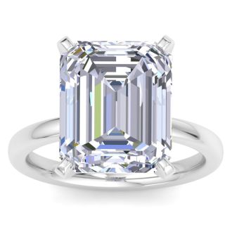 7.05 Carat Emerald Cut Lab Grown Diamond Ring In 14K White Gold, Solitaire