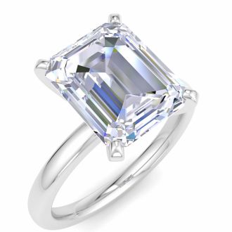 4.02 Carat Emerald Cut Lab Grown Diamond Ring In 14K White Gold, Solitaire