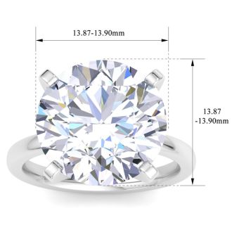 10.03 Carat Round Shape Lab Grown Diamond Ring In 14K White Gold, Solitaire