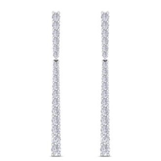 Diamond Drop Earrings: 1 Carat Lab Grown Diamond Bar Earrings In 14 Karat White Gold, 1 1/2 Inches