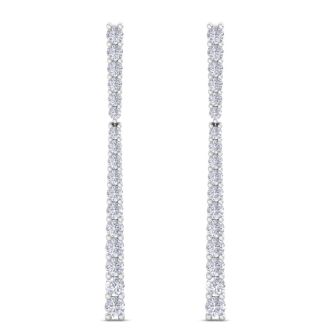 Diamond Drop Earrings: 1 Carat Lab Grown Diamond Bar Earrings In 14 Karat White Gold, 1 1/2 Inches