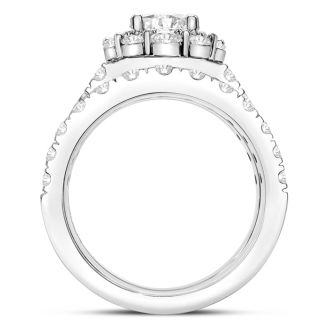 Previously Owned 3 1/4 Carat Round Shape Diamond Bridal Set With One Bands In 14 Karat White Gold