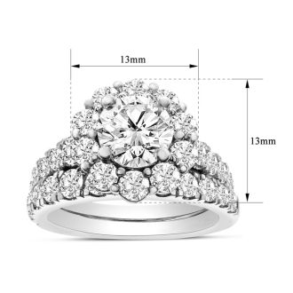 Previously Owned 3 1/4 Carat Round Shape Diamond Bridal Set With One Bands In 14 Karat White Gold