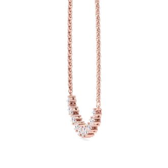 Previously Owned 1 Carat Moissanite Cluster Bar Necklace In 14 Karat Rose Gold, 18 Inches