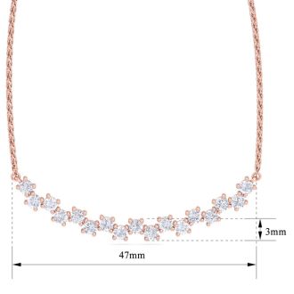 Previously Owned 1 Carat Moissanite Cluster Bar Necklace In 14 Karat Rose Gold, 18 Inches