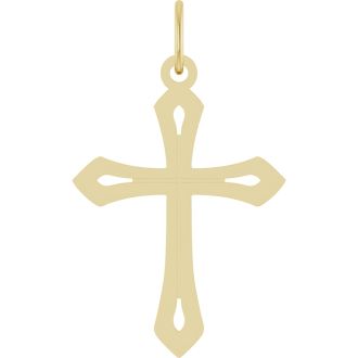 14 Karat Yellow Gold Cross Necklace, 25x15mm