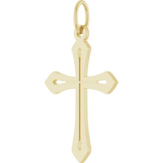 14 Karat Yellow Gold Cross Necklace, 25x15mm