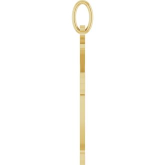 14 Karat Yellow Gold Cross Necklace, 25x15mm