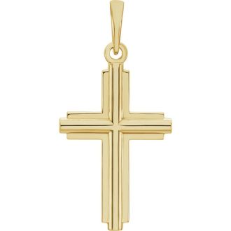 14 Karat Yellow Gold Cross Necklace, 25x12mm