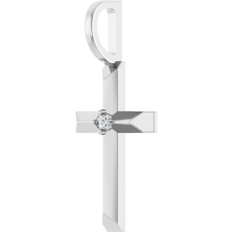 14 Karat White Gold Diamond Cross Necklace, 19x9mm