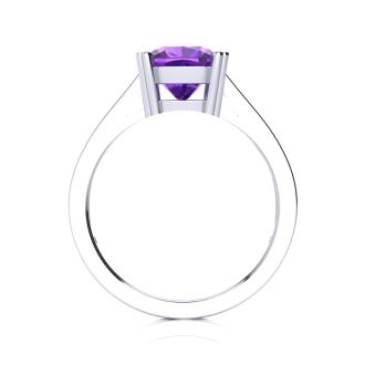 2ct Cushion Cut Amethyst and Diamond Ring in 10K White Gold