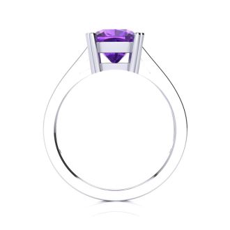 2ct Cushion Cut Amethyst and Diamond Ring in 10K White Gold