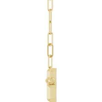 14 Karat Yellow Gold Sideways Cross With Paperclip Chain Necklace, 11x7mm