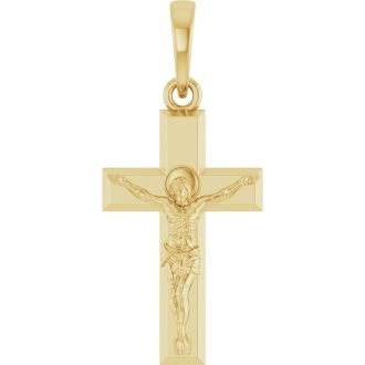 14 Karat Yellow Gold Crucifix Necklace, 24x10mm