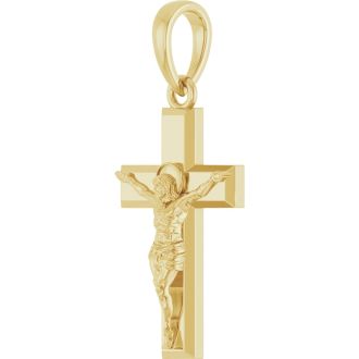 14 Karat Yellow Gold Crucifix Necklace, 24x10mm