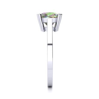 2 Carat Cushion Shape Mystic Topaz With Diamond Prongs in 10 Karat White Gold