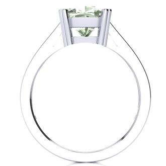 2ct Cushion Cut Green Amethyst and Diamond Ring in 10K White Gold