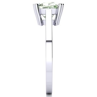 2ct Cushion Cut Green Amethyst and Diamond Ring in 10K White Gold