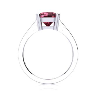 Garnet Ring: Garnet Jewelry: 2ct Cushion Cut Garnet and Diamond Ring in 10K White Gold