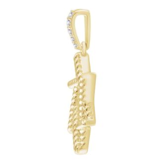 14 Karat Yellow Gold Star Of David With Diamond Accents Necklace, 20x14mm