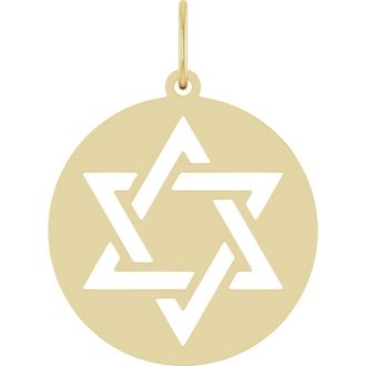 14 Karat Yellow Gold Star Of David Necklace, 20x15mm
