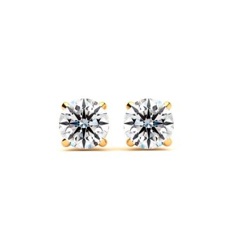 1/2 Carat Lab Grown Real Diamond Stud Earrings In Yellow Gold Filled