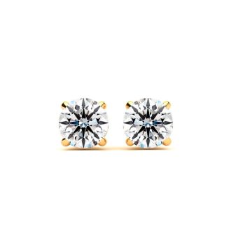 1/2 Carat Lab-Grown Diamond Stud Earrings In Yellow Gold Filled