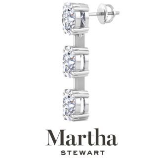 Martha Stewart 5 Carat Oval Shape Lab Grown Diamond Drop Earrings In 14 Karat White Gold