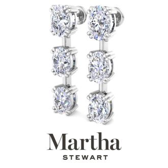 Martha Stewart 5 Carat Oval Shape Lab Grown Diamond Drop Earrings In 14 Karat White Gold