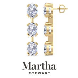 Martha Stewart 5 Carat Oval Shape Lab Grown Diamond Drop Earrings In 14 Karat Yellow Gold