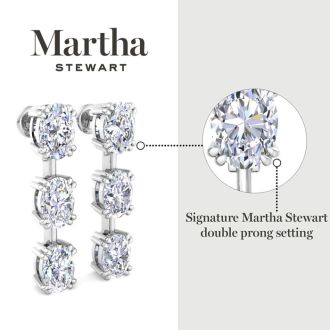 Martha Stewart 5 Carat Oval Shape Lab Grown Diamond Drop Earrings In 14 Karat Yellow Gold