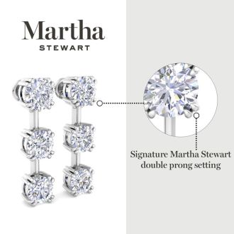 Martha Stewart 5 Carat Round Shape Lab Grown Diamond Drop Earrings In 14 Karat White Gold