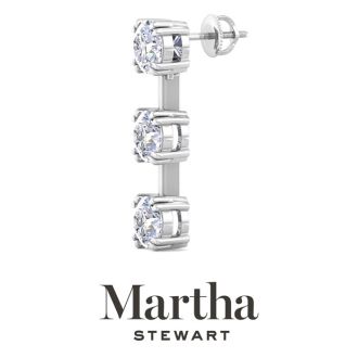 Martha Stewart 5 Carat Round Shape Lab Grown Diamond Drop Earrings In 14 Karat White Gold