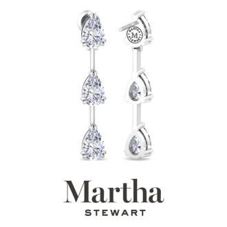 Martha Stewart 5 Carat Pear Shape Lab Grown Diamond Drop Earrings In 14 Karat White Gold