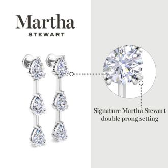 Martha Stewart 5 Carat Pear Shape Lab Grown Diamond Drop Earrings In 14 Karat White Gold