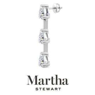 Martha Stewart 5 Carat Pear Shape Lab Grown Diamond Drop Earrings In 14 Karat White Gold