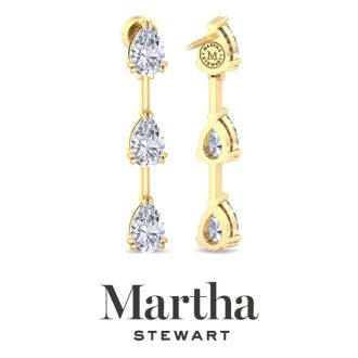 Martha Stewart 5 Carat Pear Shape Lab Grown Diamond Drop Earrings In 14 Karat Yellow Gold