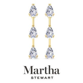 Martha Stewart 5 Carat Pear Shape Lab Grown Diamond Drop Earrings In 14 Karat Yellow Gold